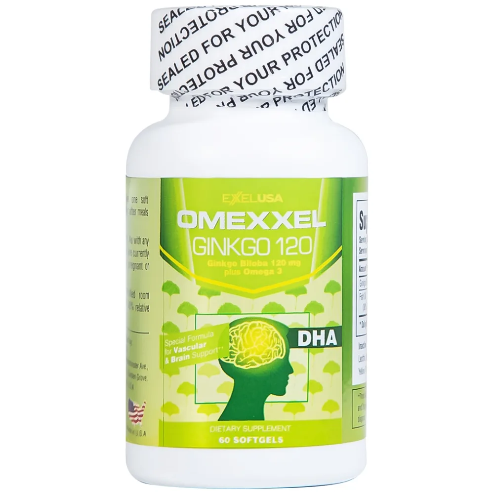 Hình ảnh Viên uống Omexxel Ginkgo 120 OMEXXEL hỗ trợ tăng cường tuần hoàn máu não, tốt cho tim mạch (60 viên)