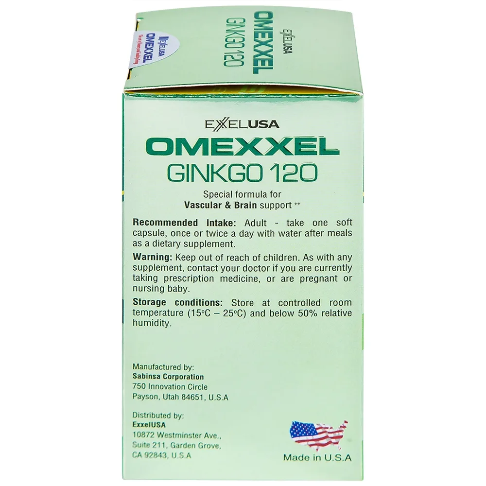 Hình ảnh Viên uống Omexxel Ginkgo 120 OMEXXEL hỗ trợ tăng cường tuần hoàn máu não, tốt cho tim mạch (60 viên)