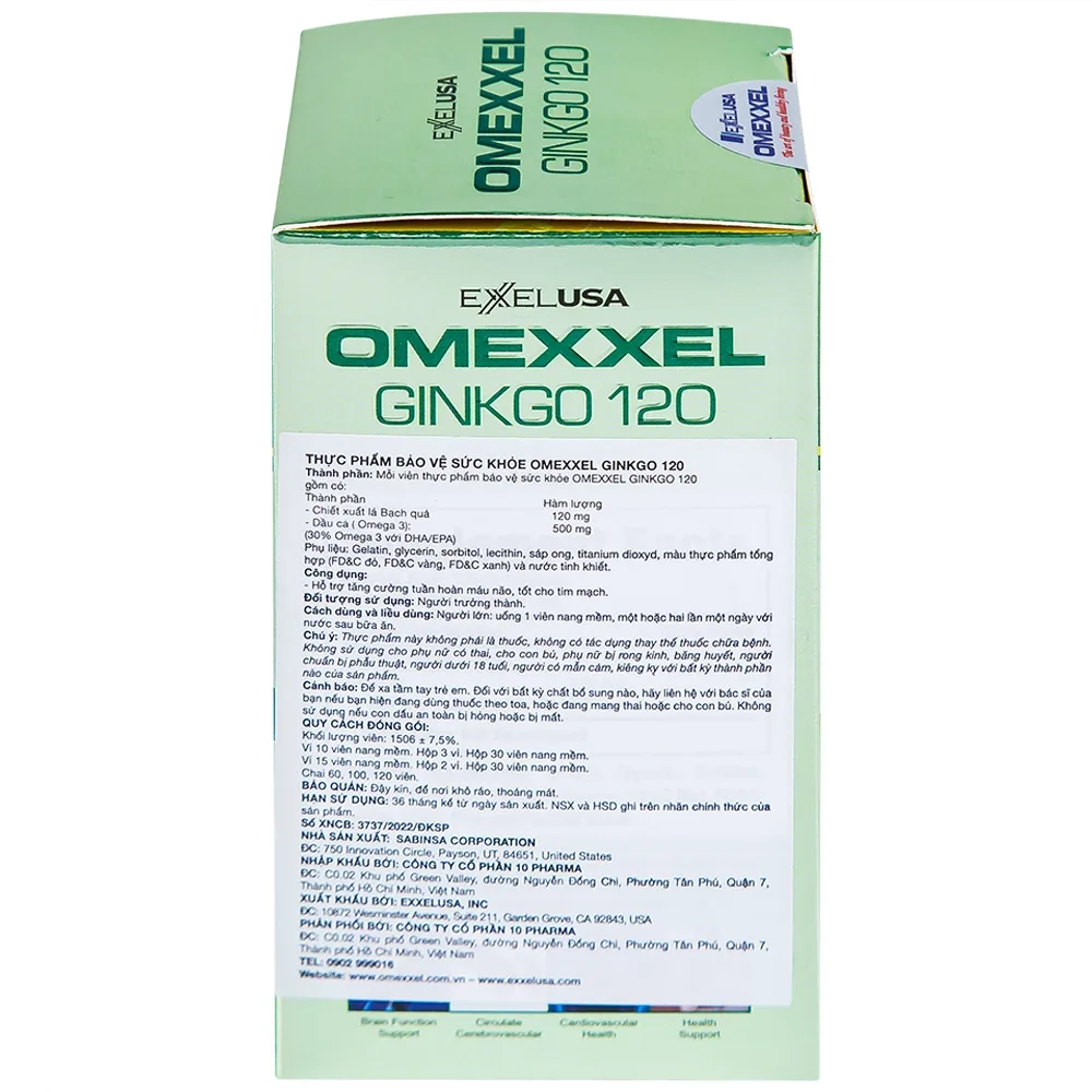 Hình ảnh Viên uống Omexxel Ginkgo 120 OMEXXEL hỗ trợ tăng cường tuần hoàn máu não, tốt cho tim mạch (60 viên)