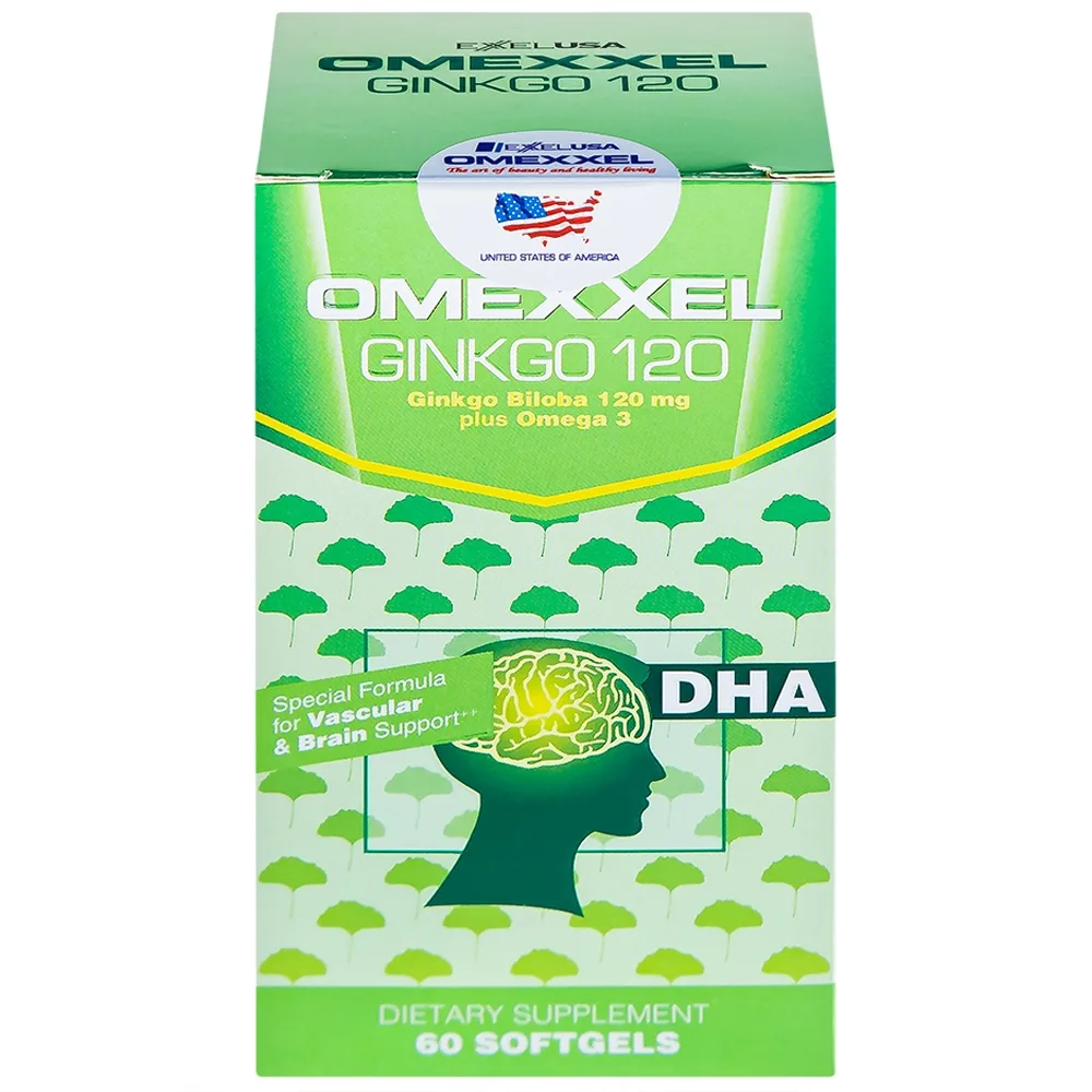 Hình ảnh Viên uống Omexxel Ginkgo 120 OMEXXEL hỗ trợ tăng cường tuần hoàn máu não, tốt cho tim mạch (60 viên)