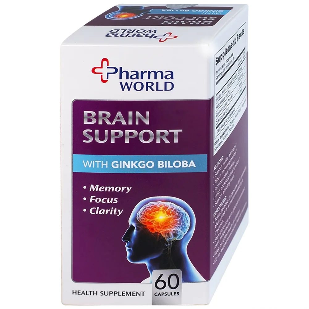 Hình ảnh Viên uống Brain Support Pharma World hỗ trợ sức khỏe cho não (60 viên)