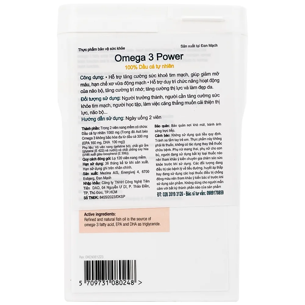 Hình ảnh Viên uống Omega 3 Power DAO Nordic Health hỗ trợ tăng cường sức khoẻ tim mạch, giảm mỡ máu (120 viên)