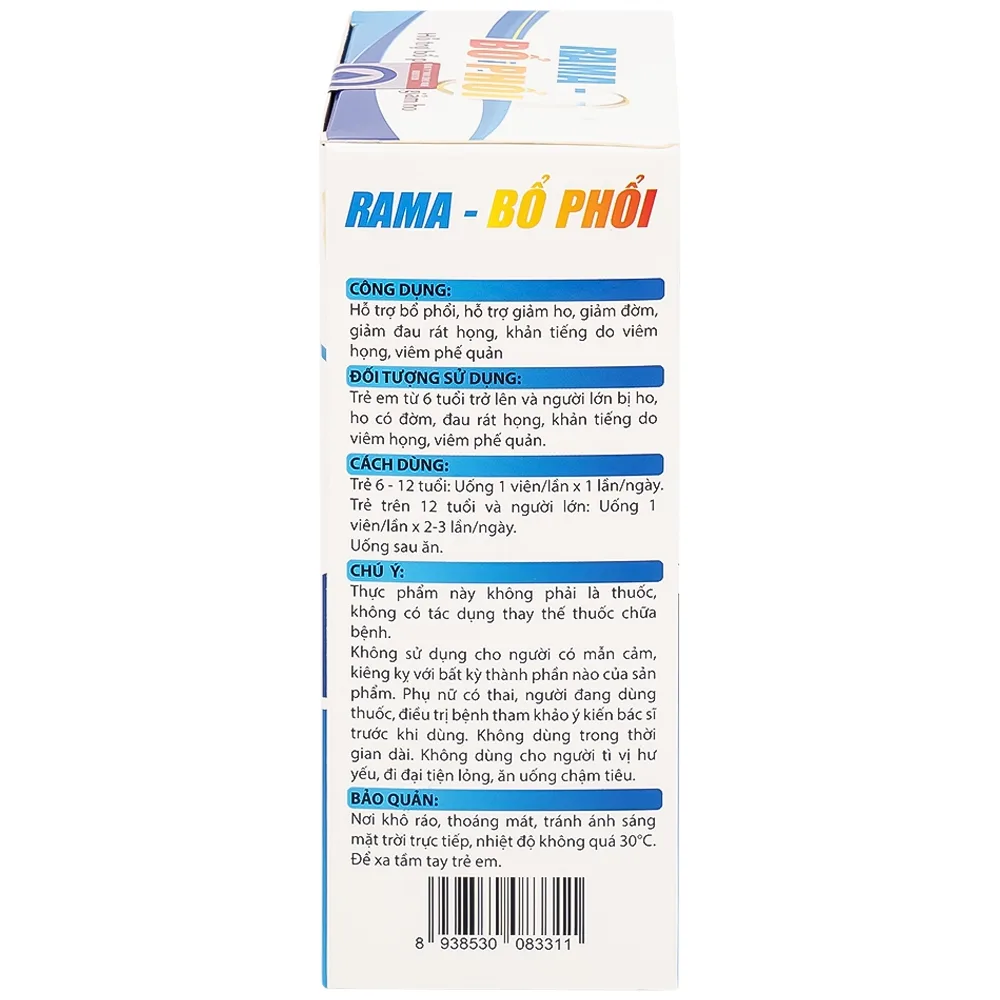 Hình ảnh Viên uống Rama Bổ Phổi hỗ trợ bổ phổi, giảm ho (30 viên)