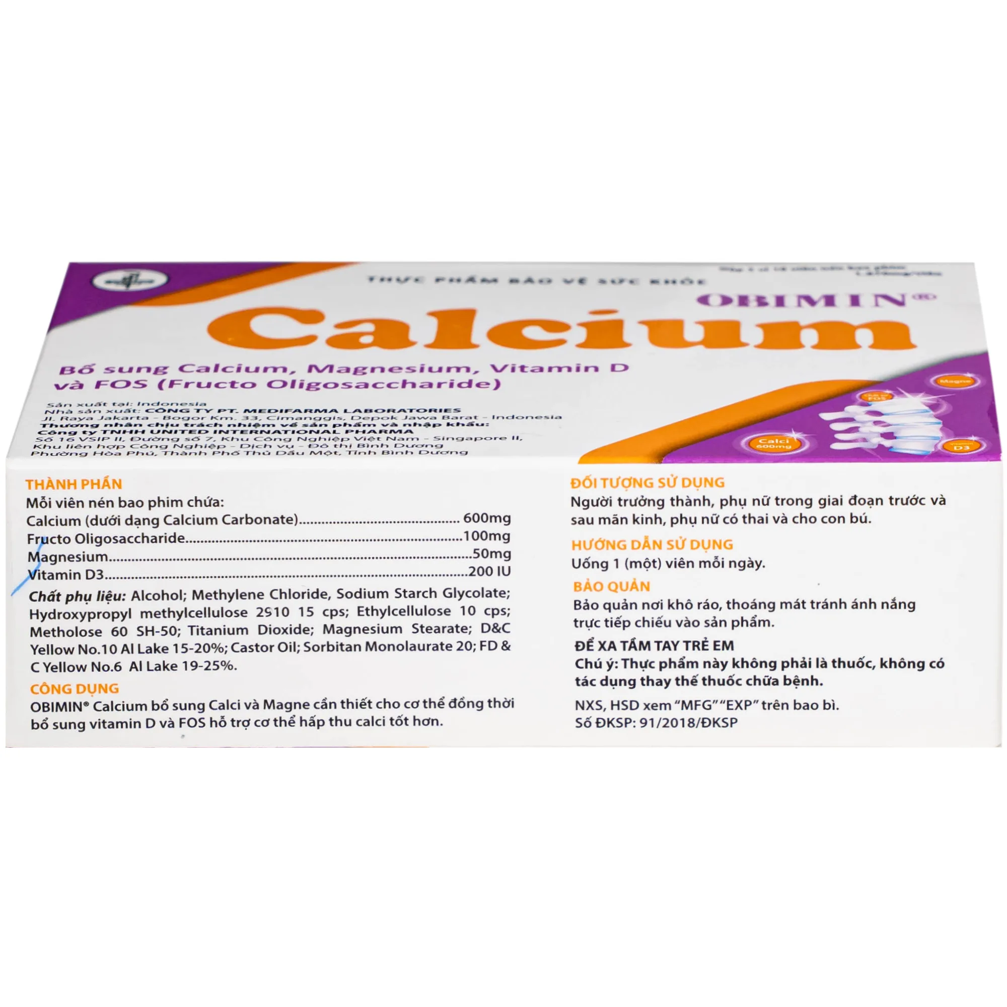 Hình ảnh Viên uống bổ sung Calci, Magne Obimin Calcium United (3 vỉ x 10 viên)