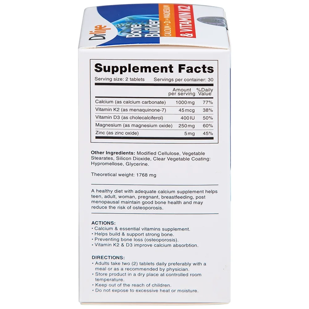Hình ảnh Viên uống Bone Builder Drlife bổ sung canxi và vitamin cho xương (60 viên)