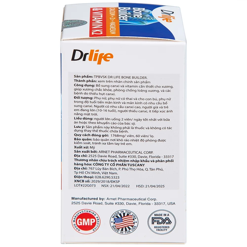 Hình ảnh Viên uống Bone Builder Drlife bổ sung canxi và vitamin cho xương (60 viên)