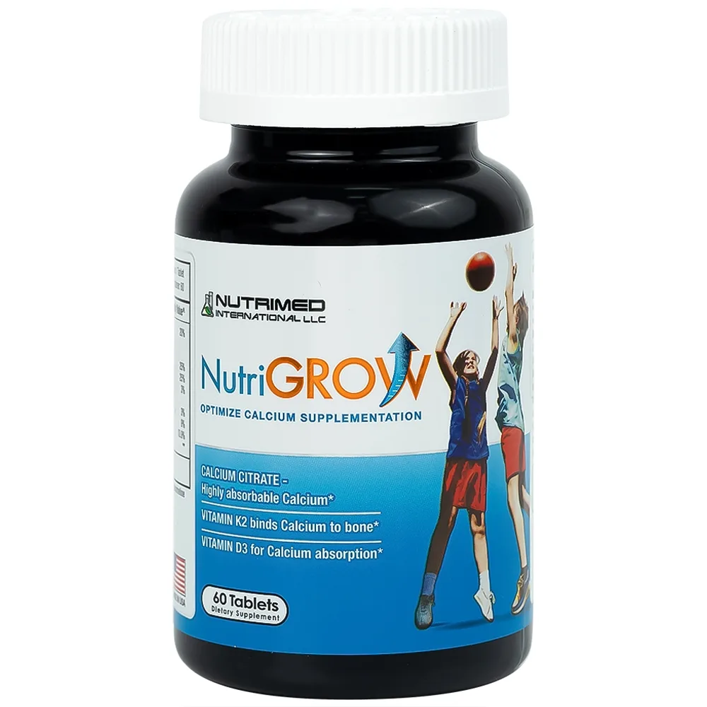 Hình ảnh Viên uống NutriGrow Nutrimed bổ sung canxi, vitamin D3, vitamin K2, hấp thu canxi (60 viên)