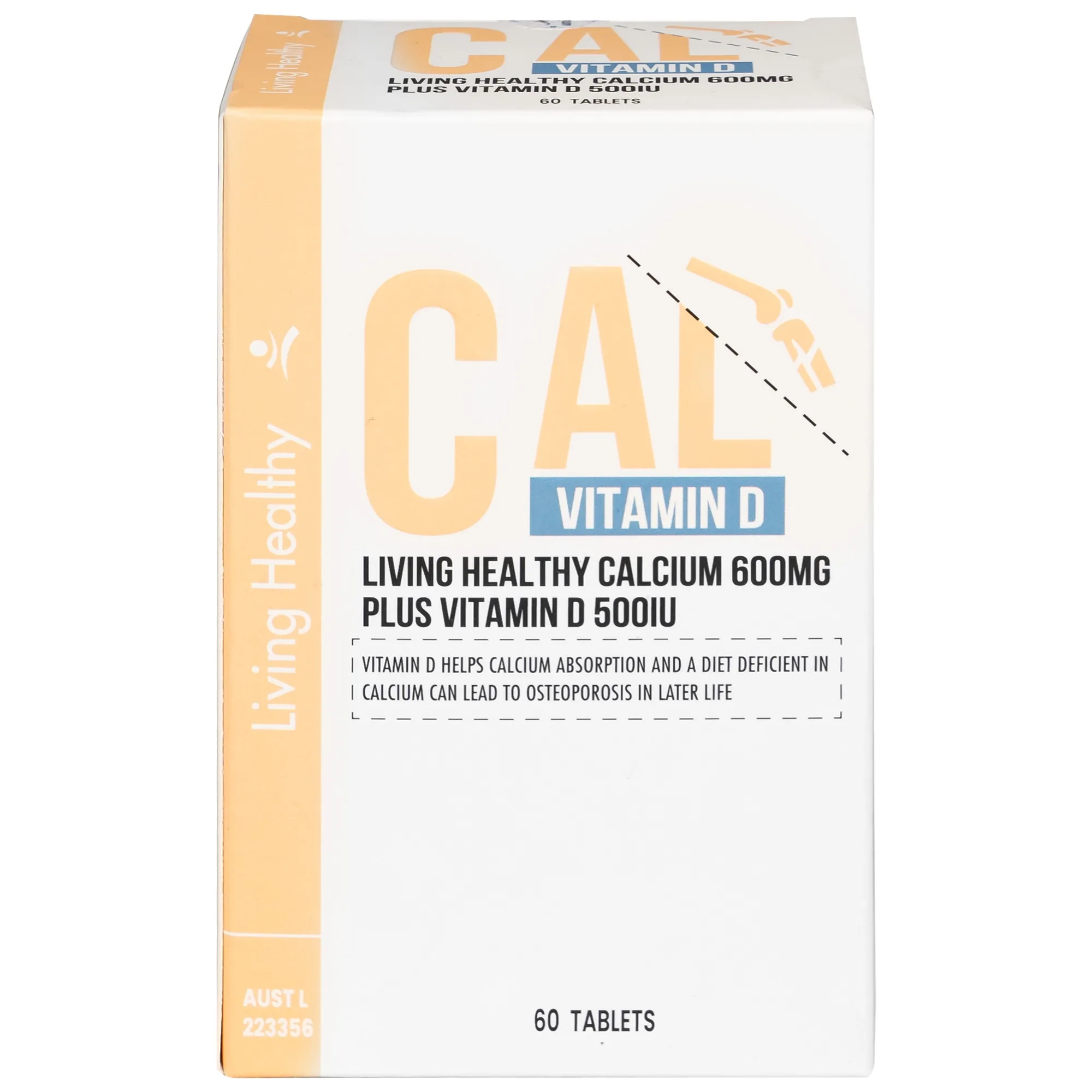 Hình ảnh Viên uống Living Healthy Calcium 600mg Plus Vitamin D 500IU hỗ trợ phát triển xương, răng (60 viên)