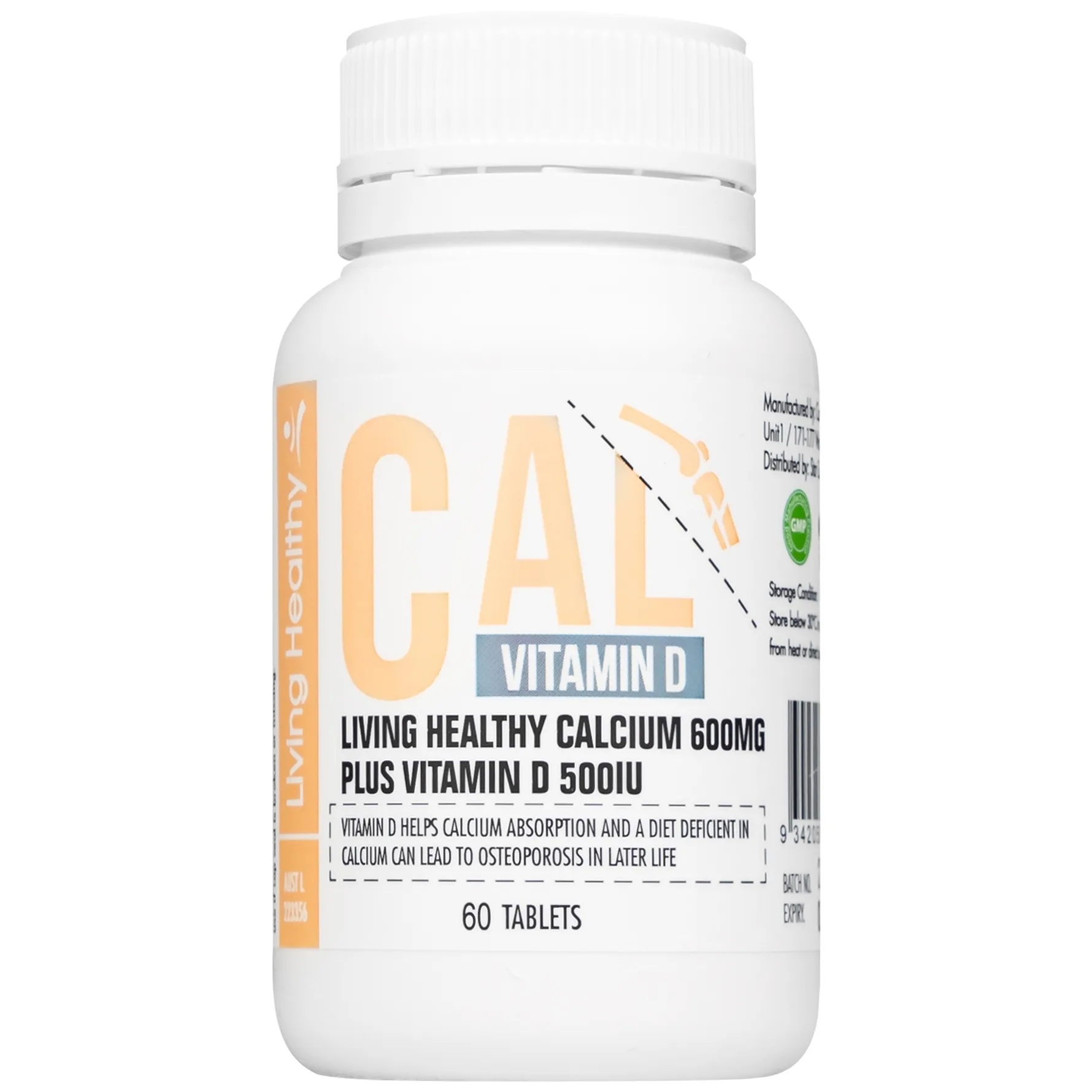 Hình ảnh Viên uống Living Healthy Calcium 600mg Plus Vitamin D 500IU hỗ trợ phát triển xương, răng (60 viên)