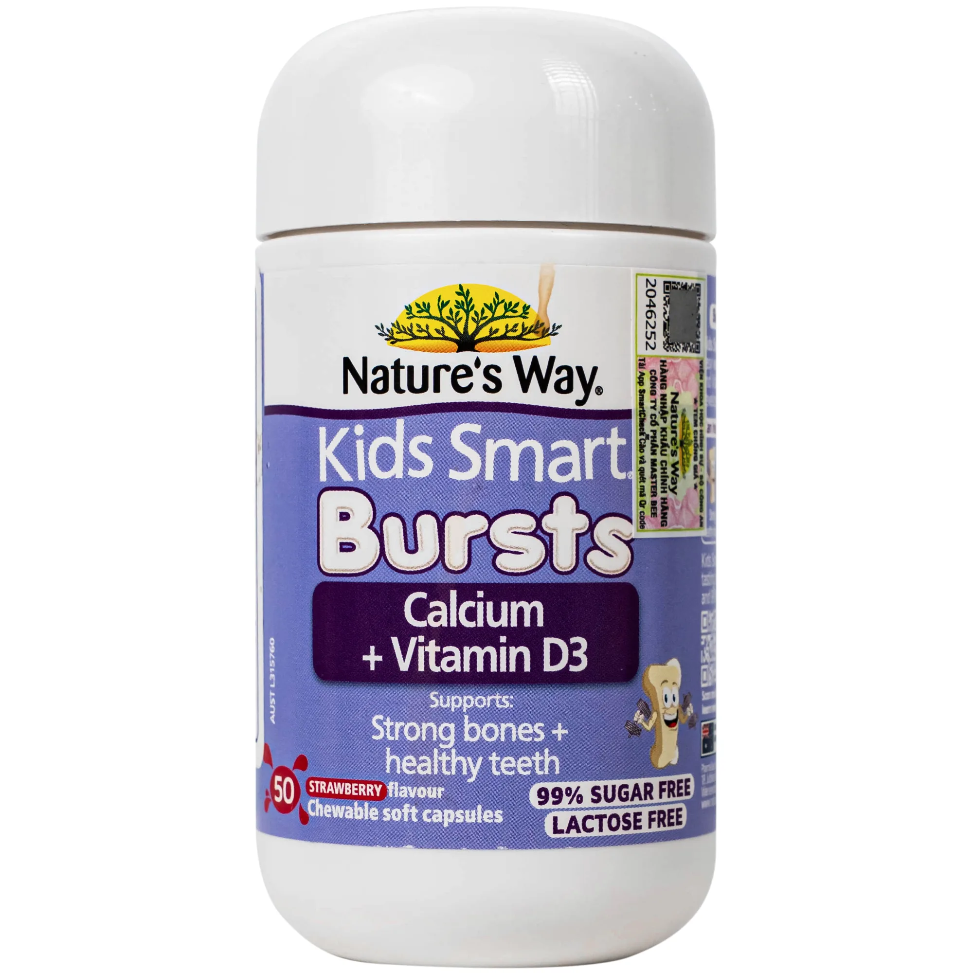Hình ảnh Viên nhai bổ sung canxi và vitamin D3 giúp xương và răng chắc khỏe Nature's Way Kids Smart Bursts Calcium + Vitamin D3 (50 viên)