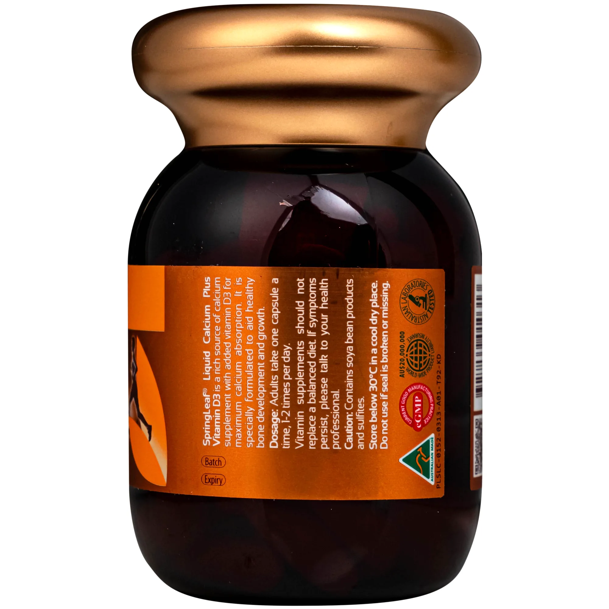 Hình ảnh Viên uống bổ sung Canxi và Vitamin D3 giúp tăng cường hấp thu canxi, giúp xương chắc khoẻ Spring Leaf Liquid Calcium Plus Vitamin D3 (Lọ 60 viên)