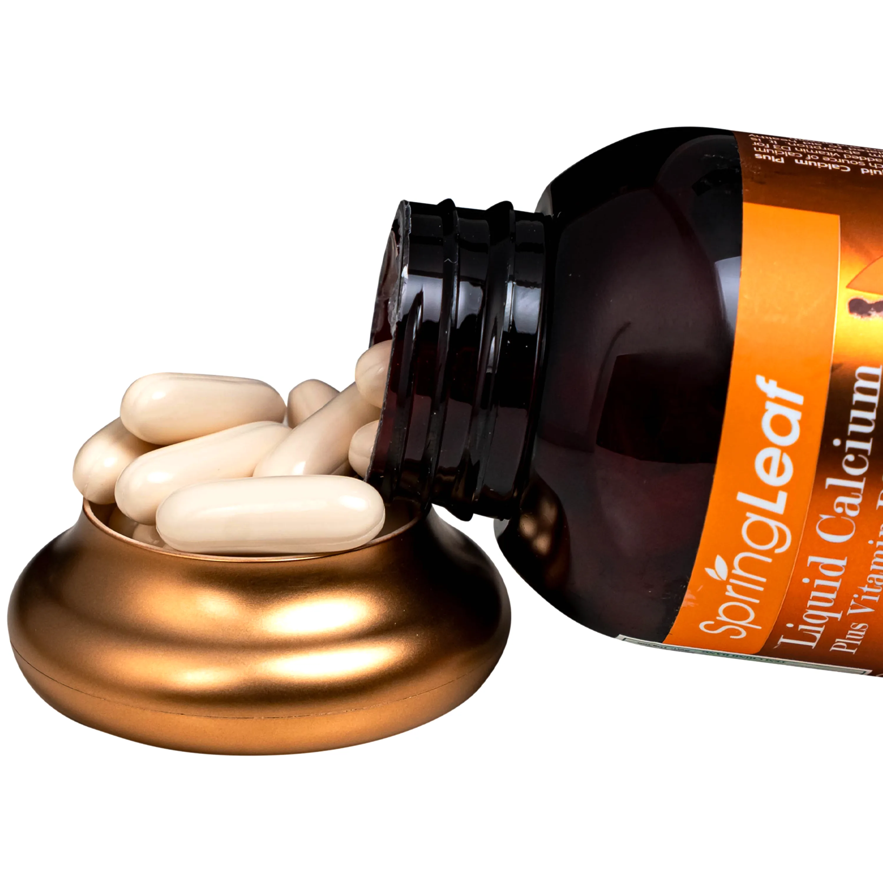 Hình ảnh Viên uống bổ sung Canxi và Vitamin D3 giúp tăng cường hấp thu canxi, giúp xương chắc khoẻ Spring Leaf Liquid Calcium Plus Vitamin D3 (Lọ 60 viên)