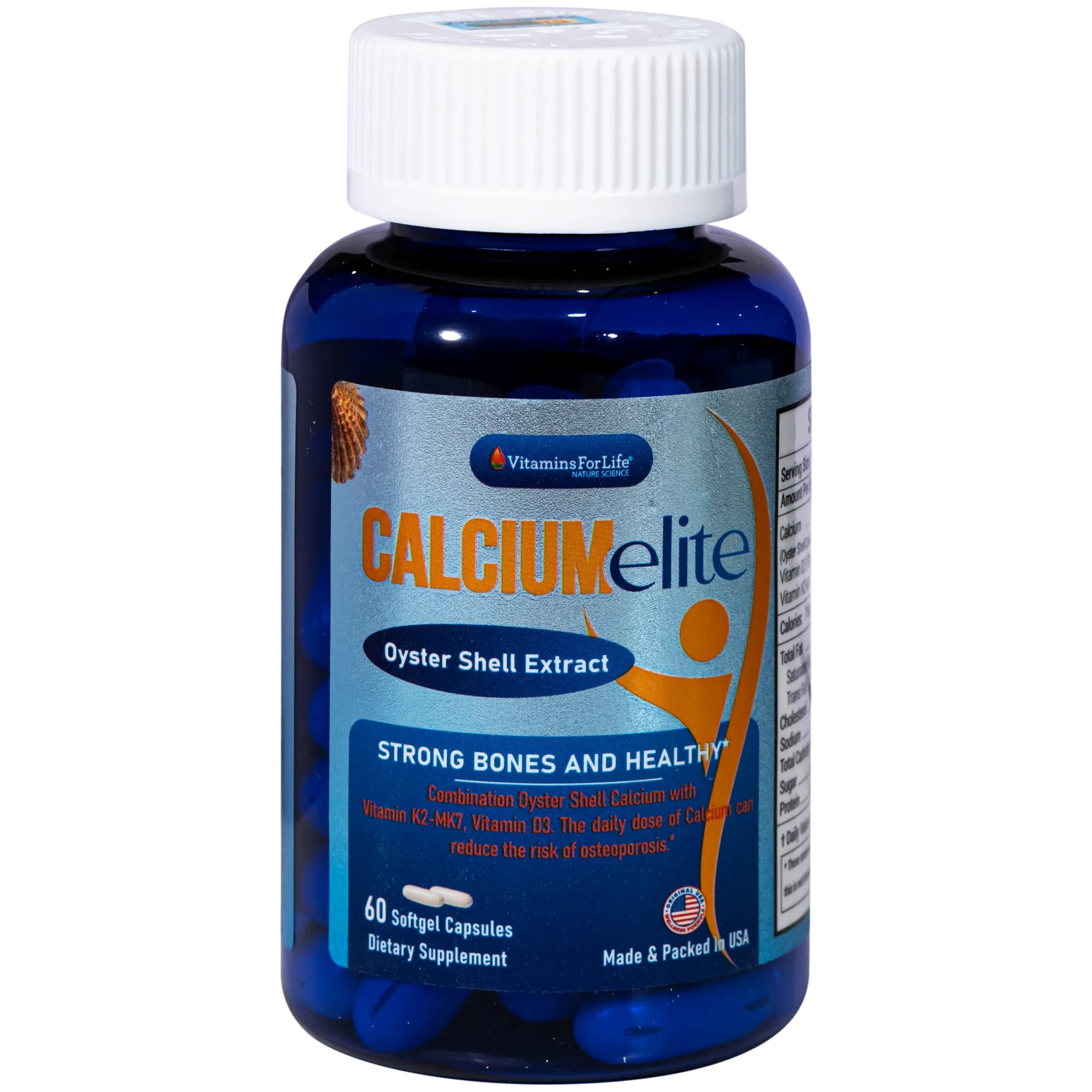 Hình ảnh Viên uống bổ sung canxi, Vitamin D3 và Vitamin K2 cho cơ thể, hỗ trợ xương chắc khoẻ CalciumElite Vitamins For Life (Hộp 60 viên)