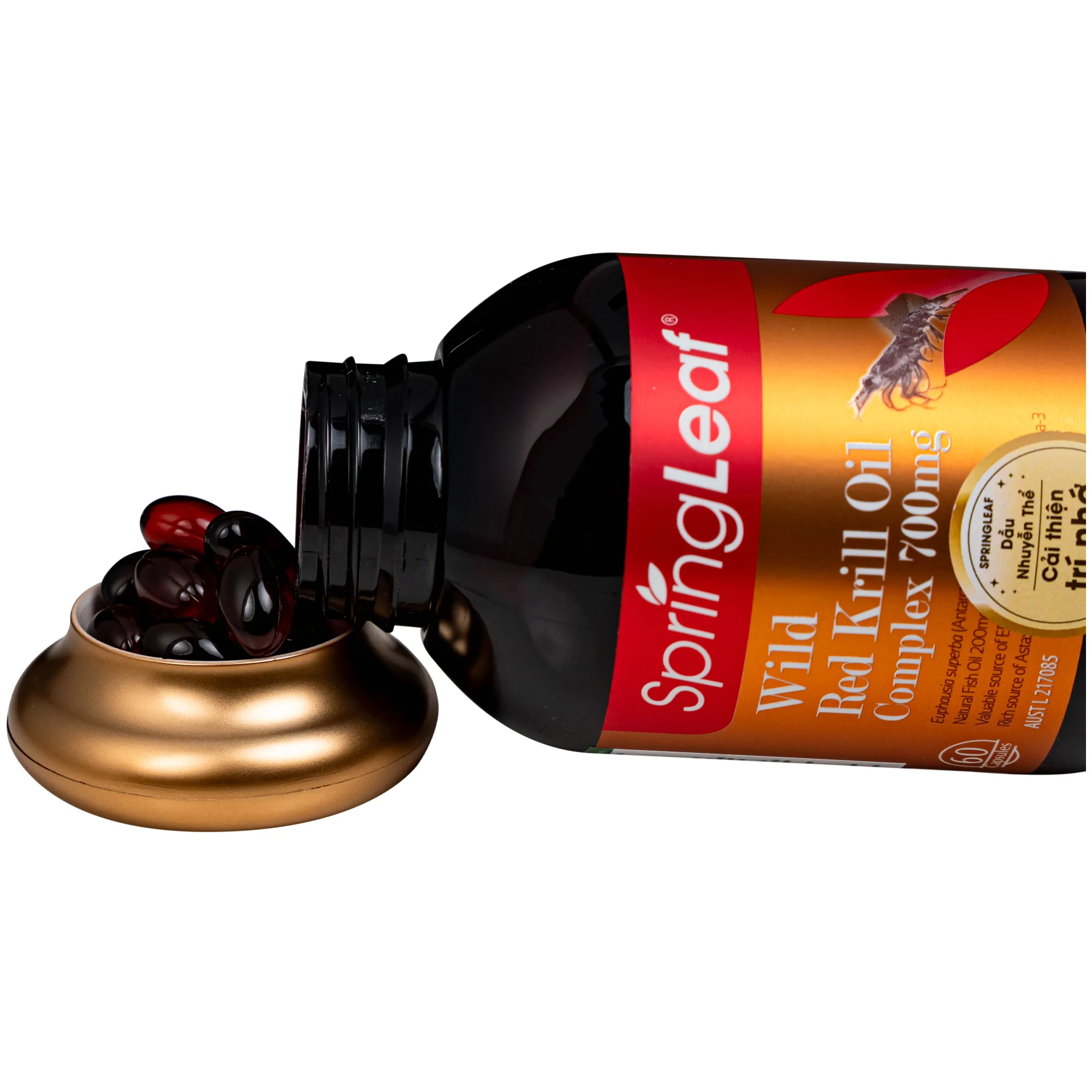 Hình ảnh Viên uống bổ sung DHA, EPA cho cơ thể, hỗ trợ cải thiện trí nhớ và thị lực Spring Leaf Wild Red Krill Oil Complex 700mg (Lọ 60 viên)