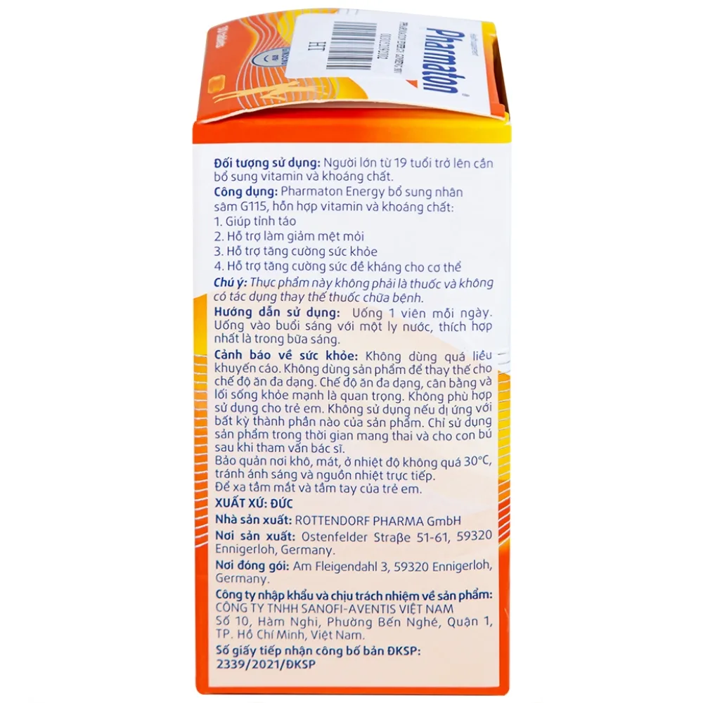 Hình ảnh Viên uống Pharmaton Energy hỗn hợp vitamin và khoáng chất giúp tỉnh táo, hỗ trợ giảm mệt mỏi (30 viên)