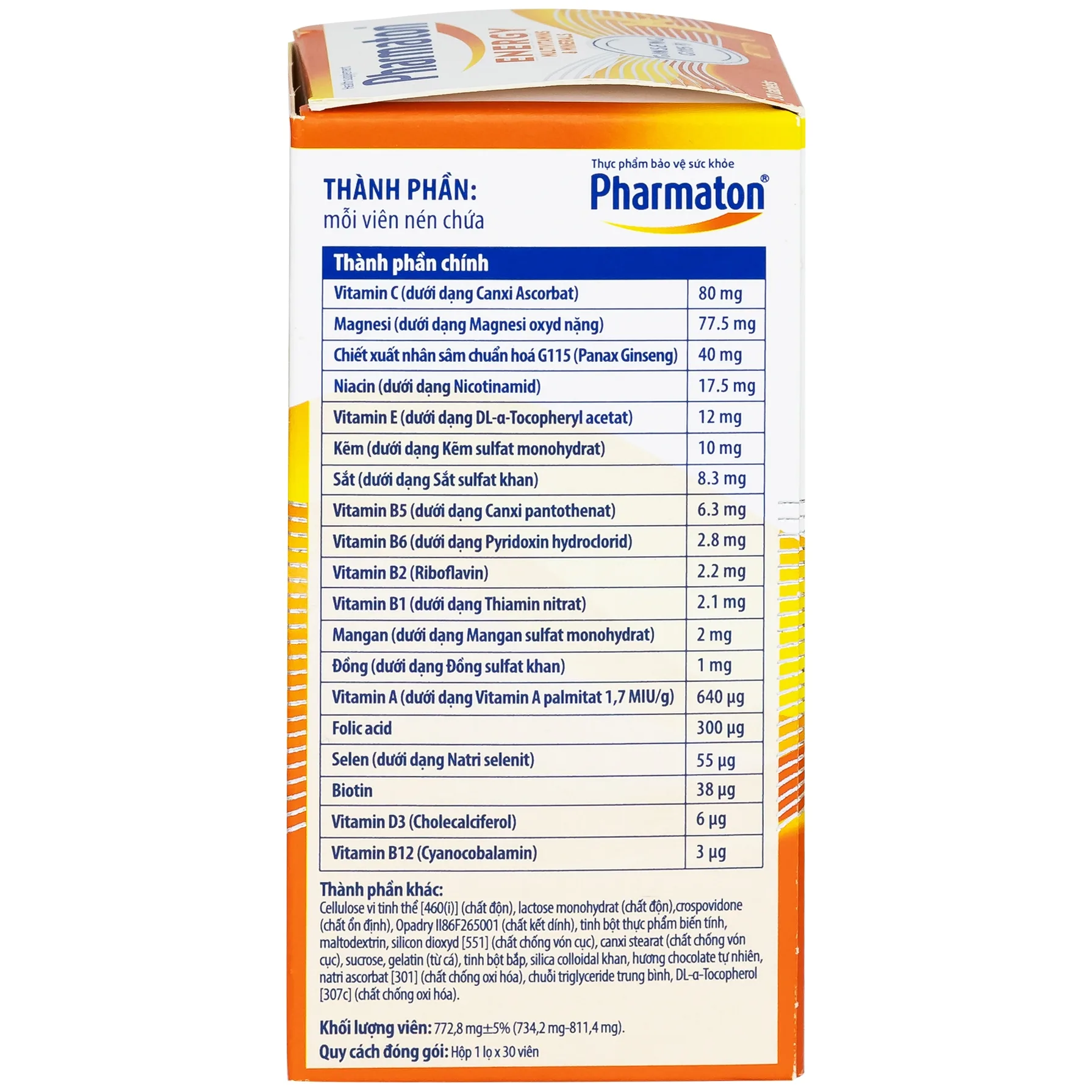 Hình ảnh Viên uống Pharmaton Energy hỗn hợp vitamin và khoáng chất giúp tỉnh táo, hỗ trợ giảm mệt mỏi (30 viên)