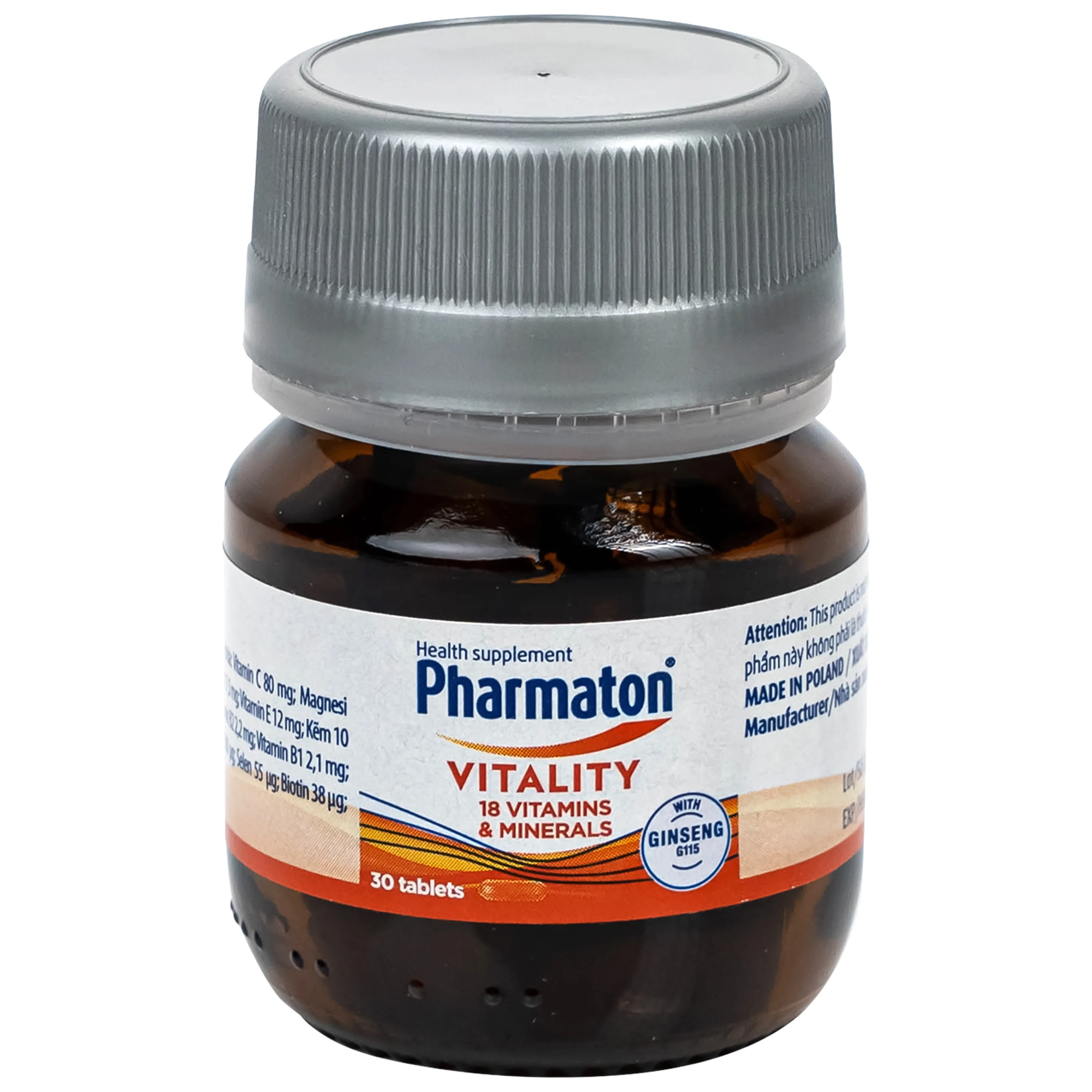 Hình ảnh Viên uống bổ sung năng lượng Pharmaton Vitality Sanofi hỗ trợ cải thiện tình trạng mệt mỏi, căng thẳng, nâng cao sức đề kháng (30 viên)