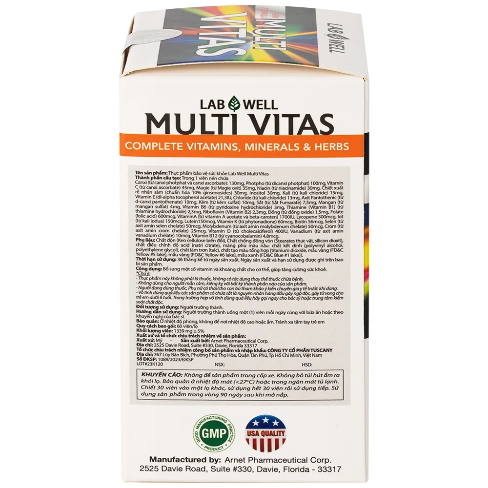 Hình ảnh Viên nén Multi Vitas Lab Well bổ sung vitamin và khoáng chất cho cơ thể (60 viên)