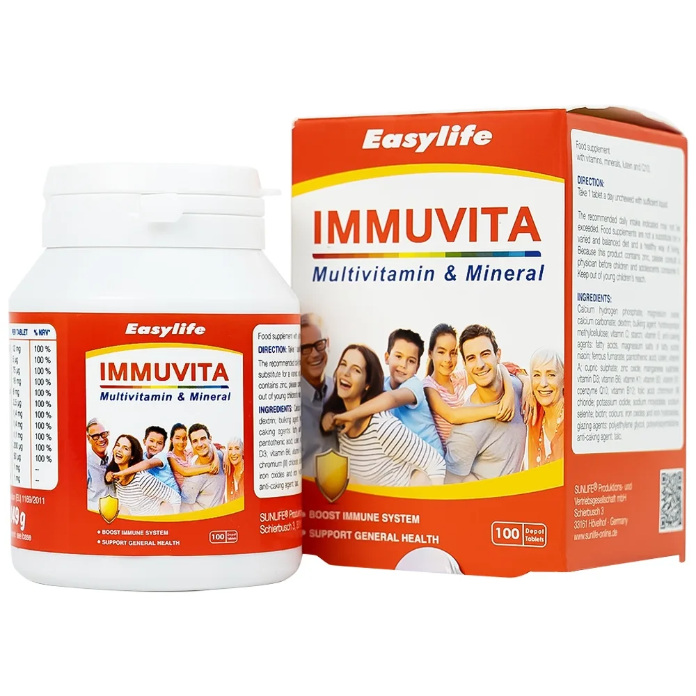 Hình ảnh Viên uống Immuvita Easylife bổ sung vitamin và khoáng chất cho cơ thể, tăng sức khỏe (100 viên)