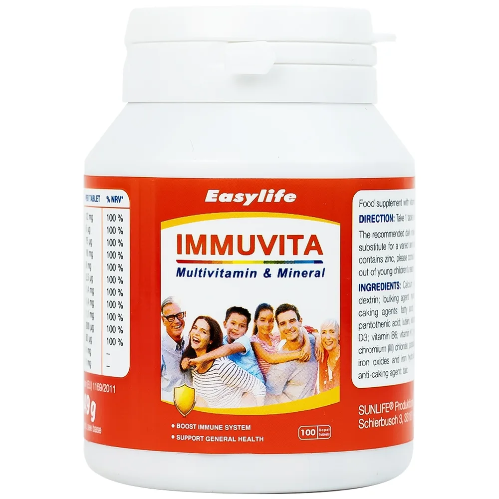 Hình ảnh Viên uống Immuvita Easylife bổ sung vitamin và khoáng chất cho cơ thể, tăng sức khỏe (100 viên)