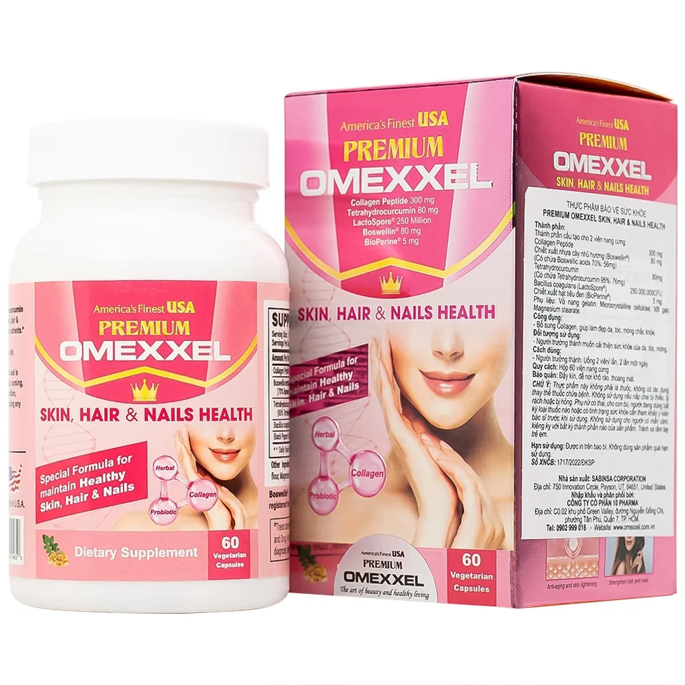 Hình ảnh Thực phẩm bảo vệ sức khỏe Premium Omexxel Skin, Hair & Nails Health