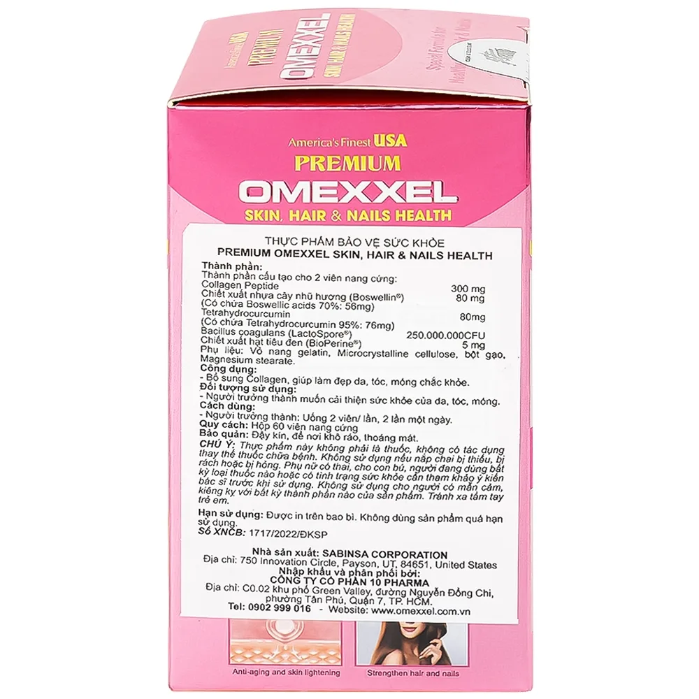 Hình ảnh Thực phẩm bảo vệ sức khỏe Premium Omexxel Skin, Hair & Nails Health