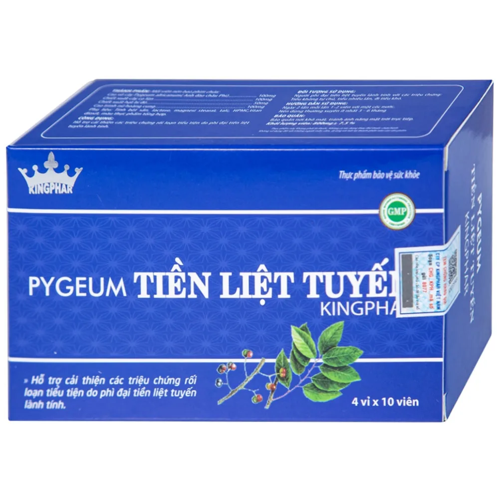 Hình ảnh Viên uống Pygeum Tiền Liệt Tuyến Kingphar hỗ trợ cải thiện rối loạn tiểu tiện (4 vỉ x 10 viên)