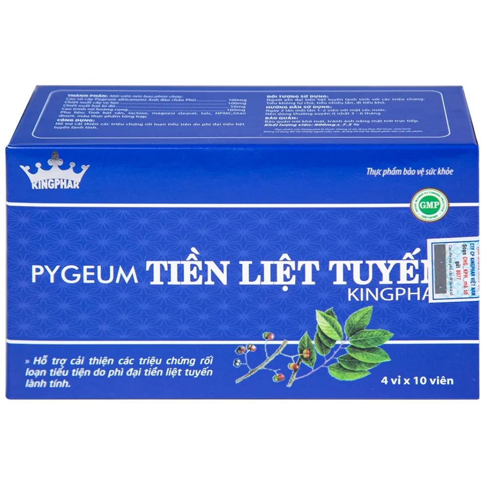 Hình ảnh Viên uống Pygeum Tiền Liệt Tuyến Kingphar hỗ trợ cải thiện rối loạn tiểu tiện (4 vỉ x 10 viên)