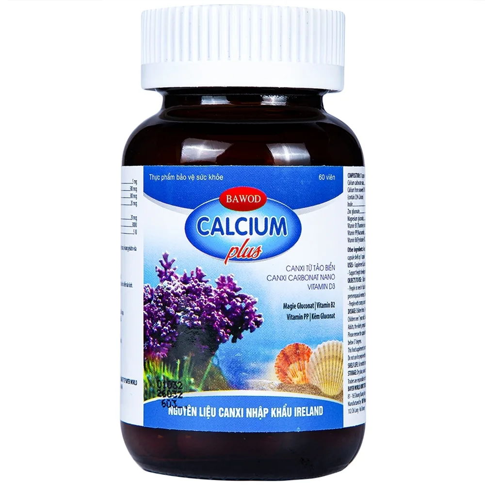 Hình ảnh Viên uống Bawod Calcium Plus bổ sung canxi, vitamin D3 giúp răng, xương chắc khỏe (60 viên)
