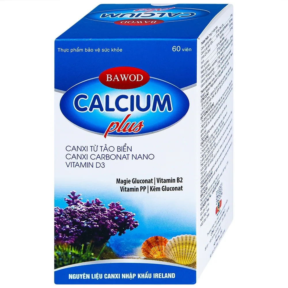 Hình ảnh Viên uống Bawod Calcium Plus bổ sung canxi, vitamin D3 giúp răng, xương chắc khỏe (60 viên)