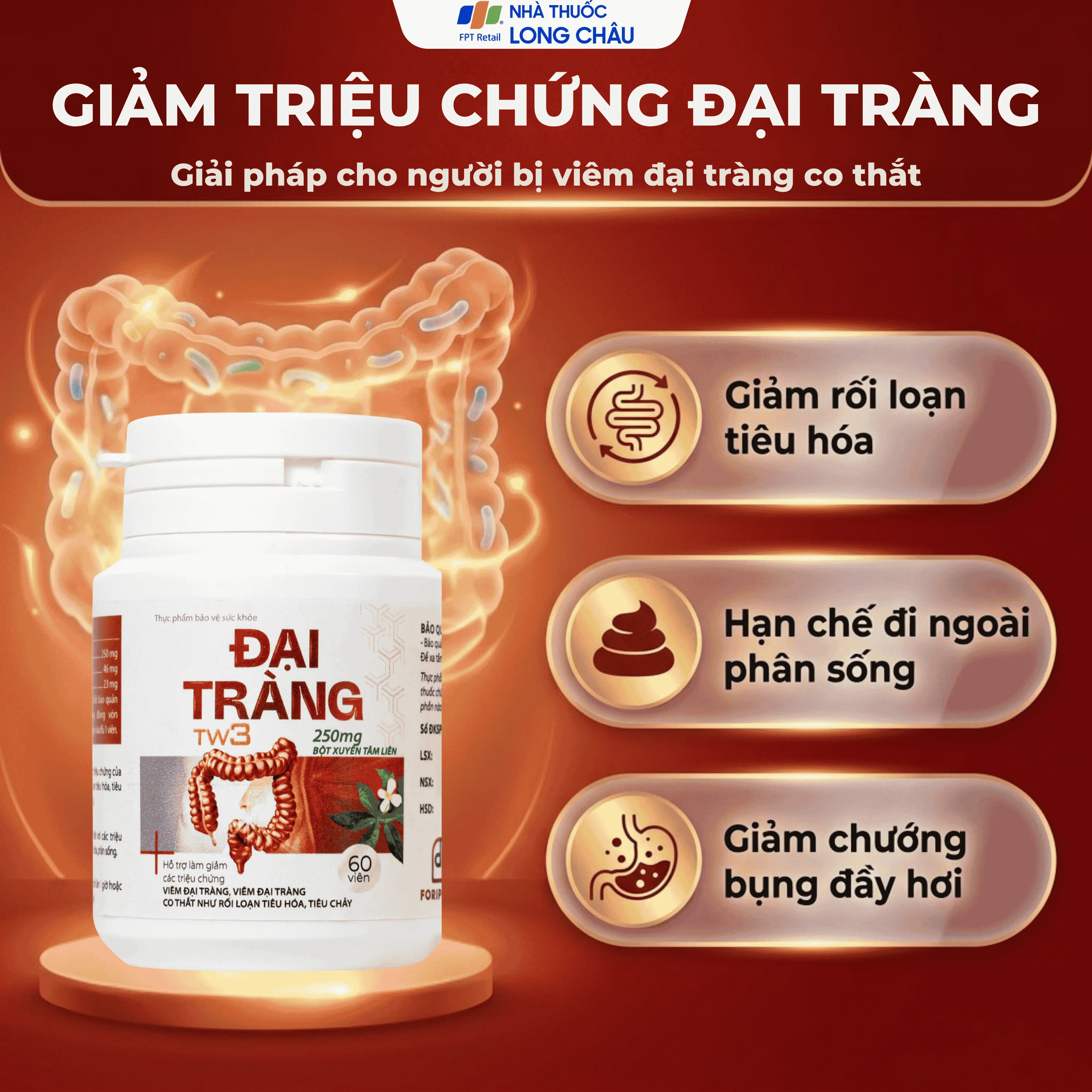 Hình ảnh Viên uống hỗ trợ làm giảm các triệu chứng viêm đại tràng, tăng cường tiêu hoá Đại Tràng Tw3 Foripharm (Hộp 60 viên)