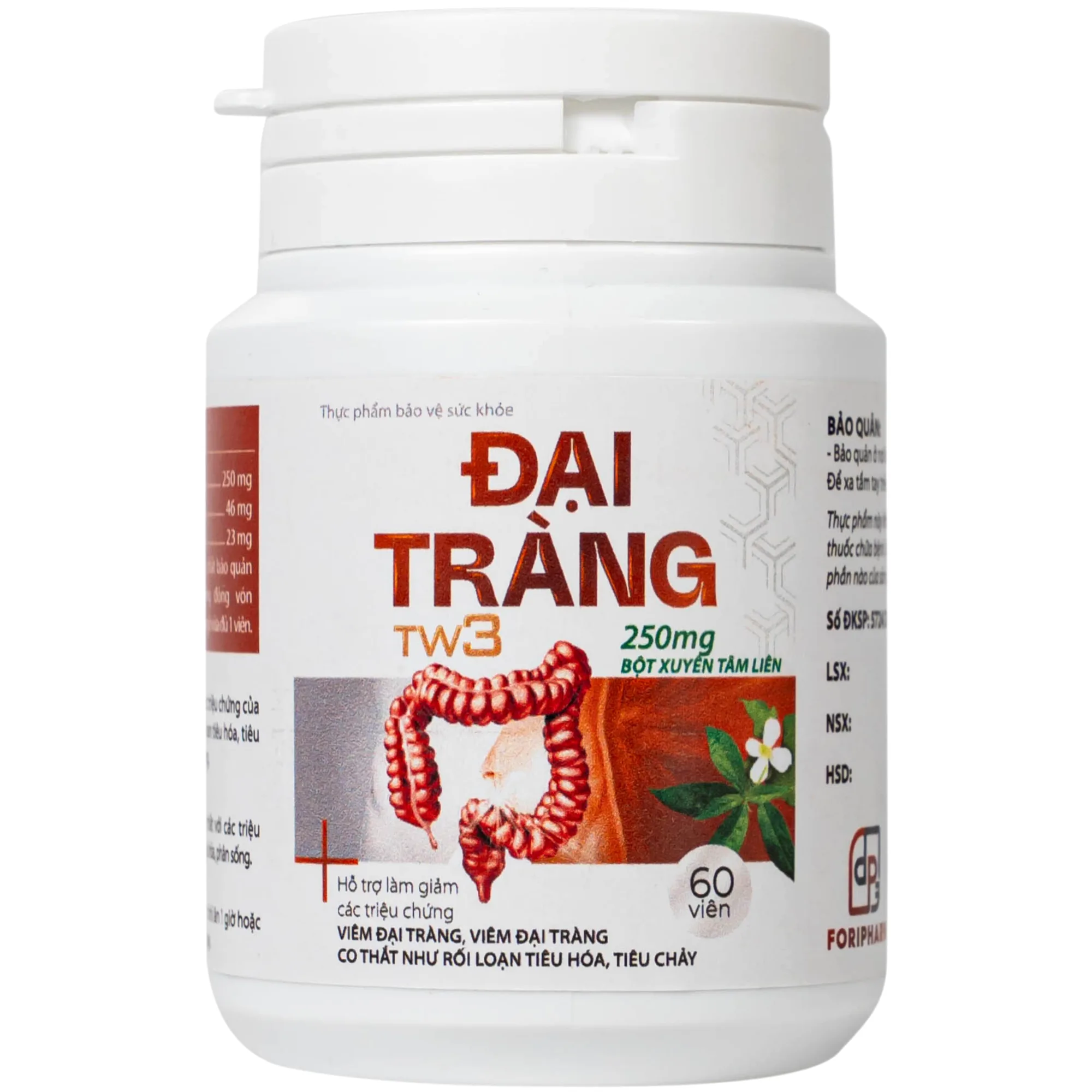 Hình ảnh Viên uống hỗ trợ làm giảm các triệu chứng viêm đại tràng, tăng cường tiêu hoá Đại Tràng Tw3 Foripharm (Hộp 60 viên)