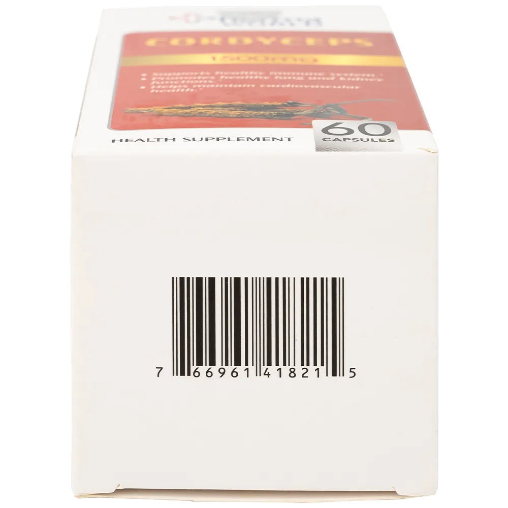 Hình ảnh Viên uống Đông Trùng Hạ Thảo Pharma World Cordyceps 1500mg hỗ trợ tốt cho phổi và thận (60 viên)