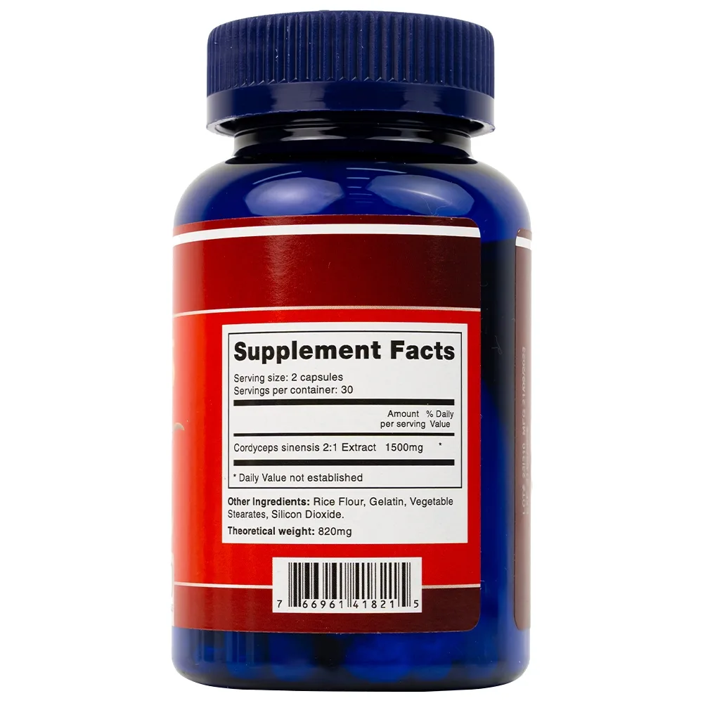 Hình ảnh Viên uống Đông Trùng Hạ Thảo Pharma World Cordyceps 1500mg hỗ trợ tốt cho phổi và thận (60 viên)