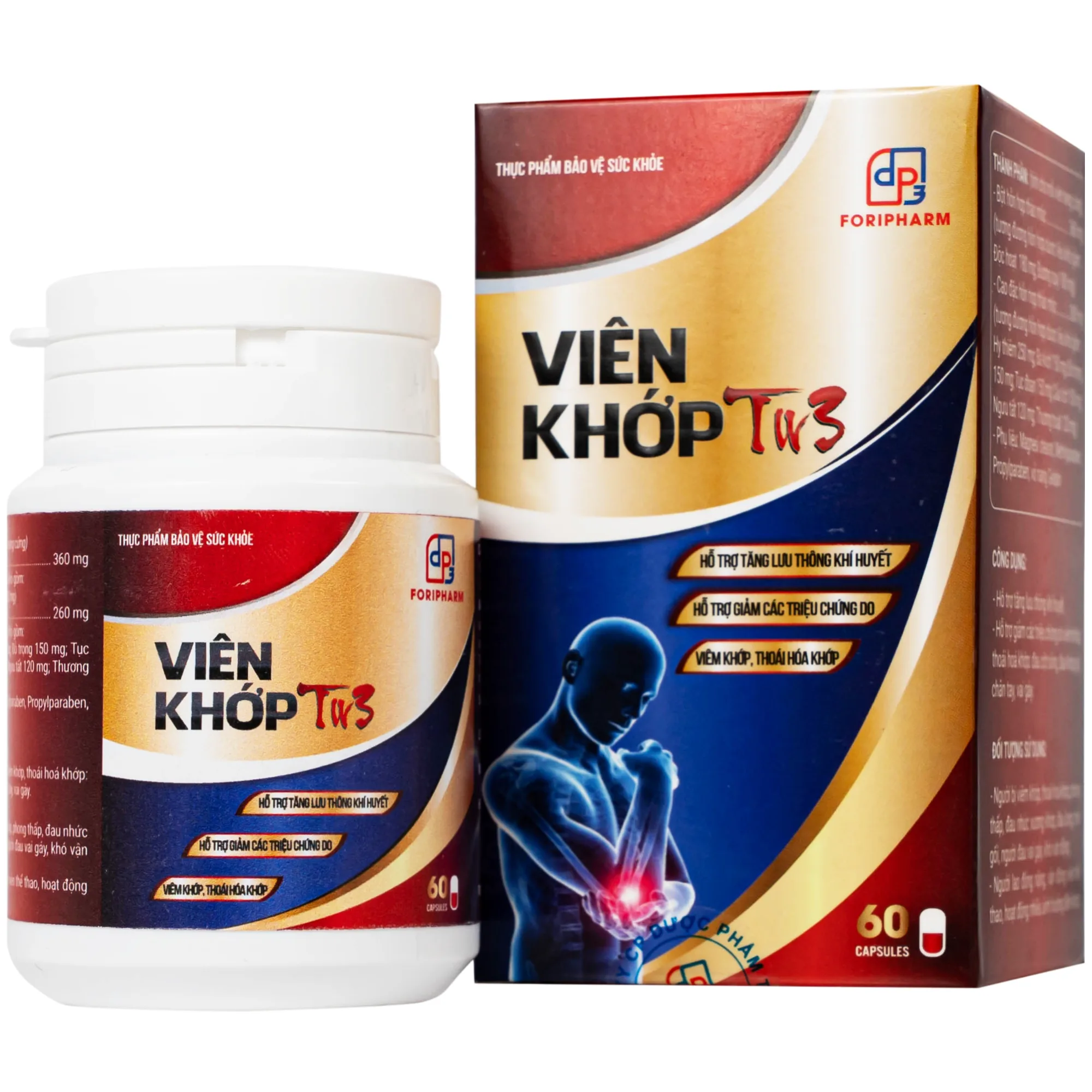 Hình ảnh Viên uống hỗ trợ tăng lưu thông khí huyết, giảm triệu chứng do viêm khớp, thoái hoá khớp viên khớp Tw3 Foripharm (Hộp 60 viên)