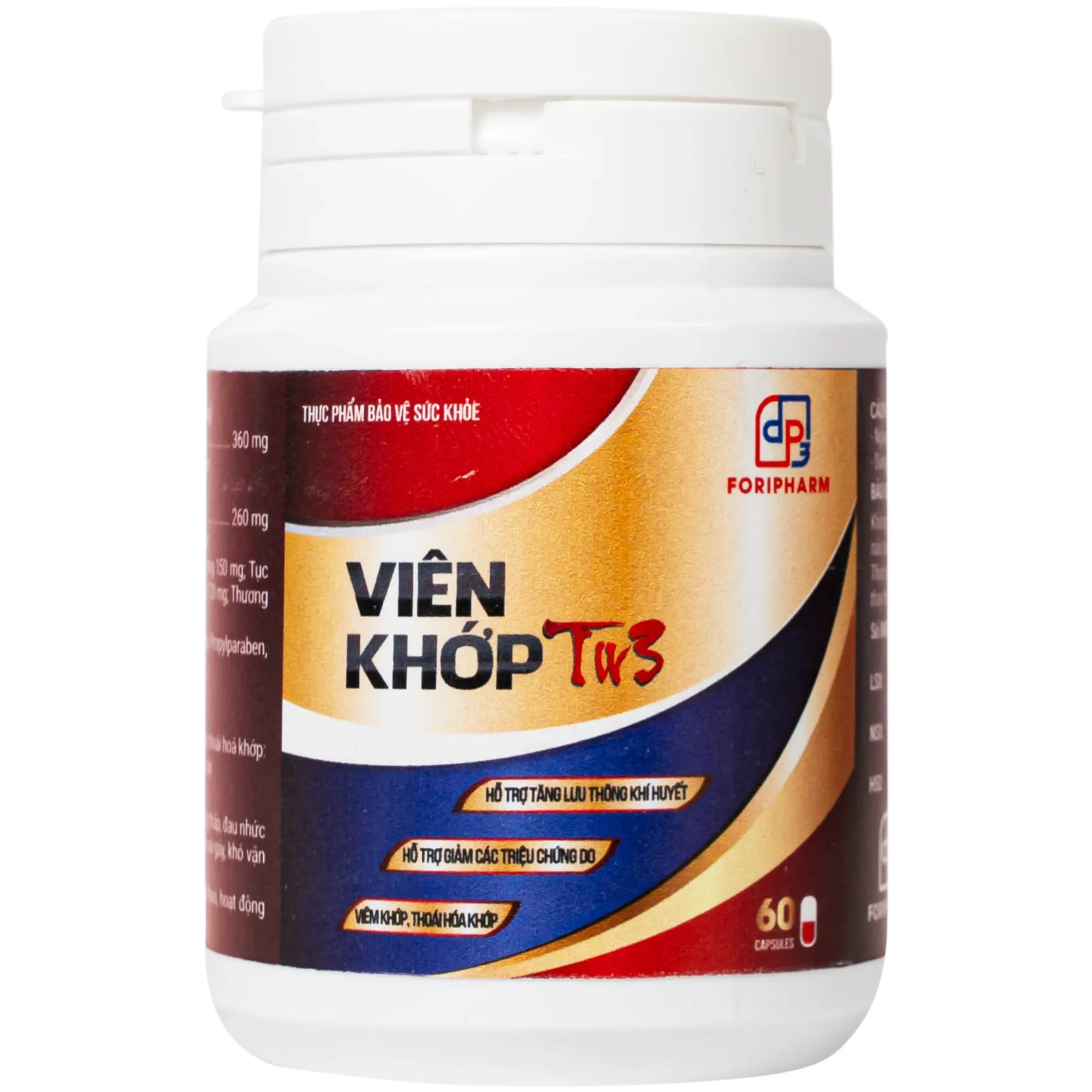 Hình ảnh Viên uống hỗ trợ tăng lưu thông khí huyết, giảm triệu chứng do viêm khớp, thoái hoá khớp viên khớp Tw3 Foripharm (Hộp 60 viên)