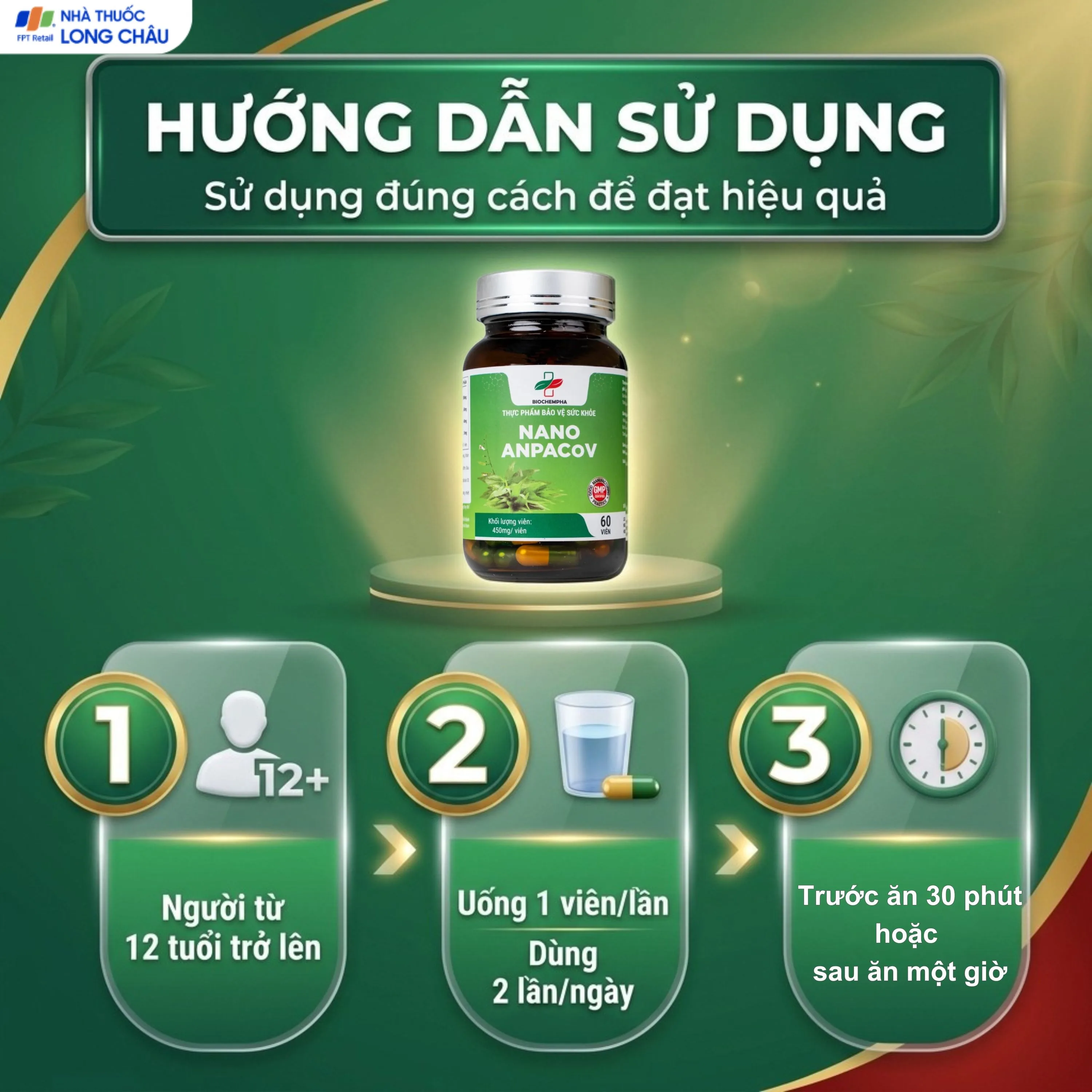 Hình ảnh Viên uống giảm ho, giảm đờm, đau rát họng, viêm phế quản Nano Anpacov Biochempha (60 viên)