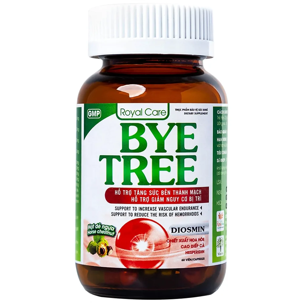Hình ảnh Viên uống Bye Tree Royal Care hỗ trợ tăng sức bền thành mạch, giảm nguy cơ bị trĩ (60 viên)