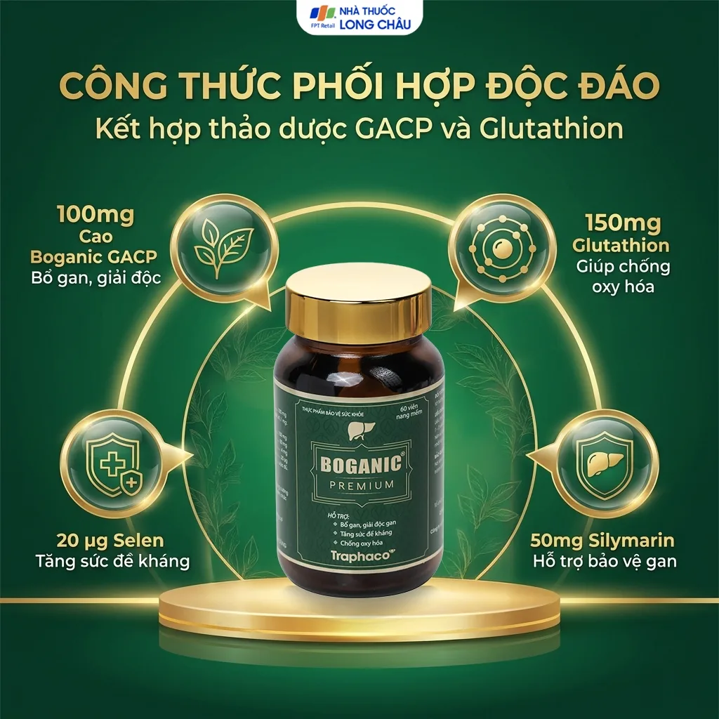 Hình ảnh Viên uống hỗ trợ bổ gan, giải độc gan, bảo vệ tế bào gan, tăng cường chức năng gan Boganic Premium Traphaco (60 viên)