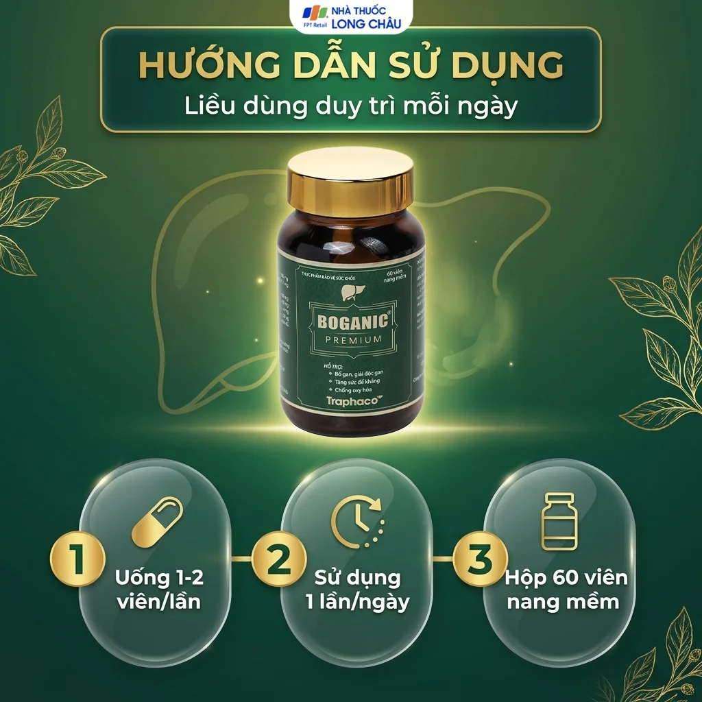 Hình ảnh Viên uống hỗ trợ bổ gan, giải độc gan, bảo vệ tế bào gan, tăng cường chức năng gan Boganic Premium Traphaco (60 viên)