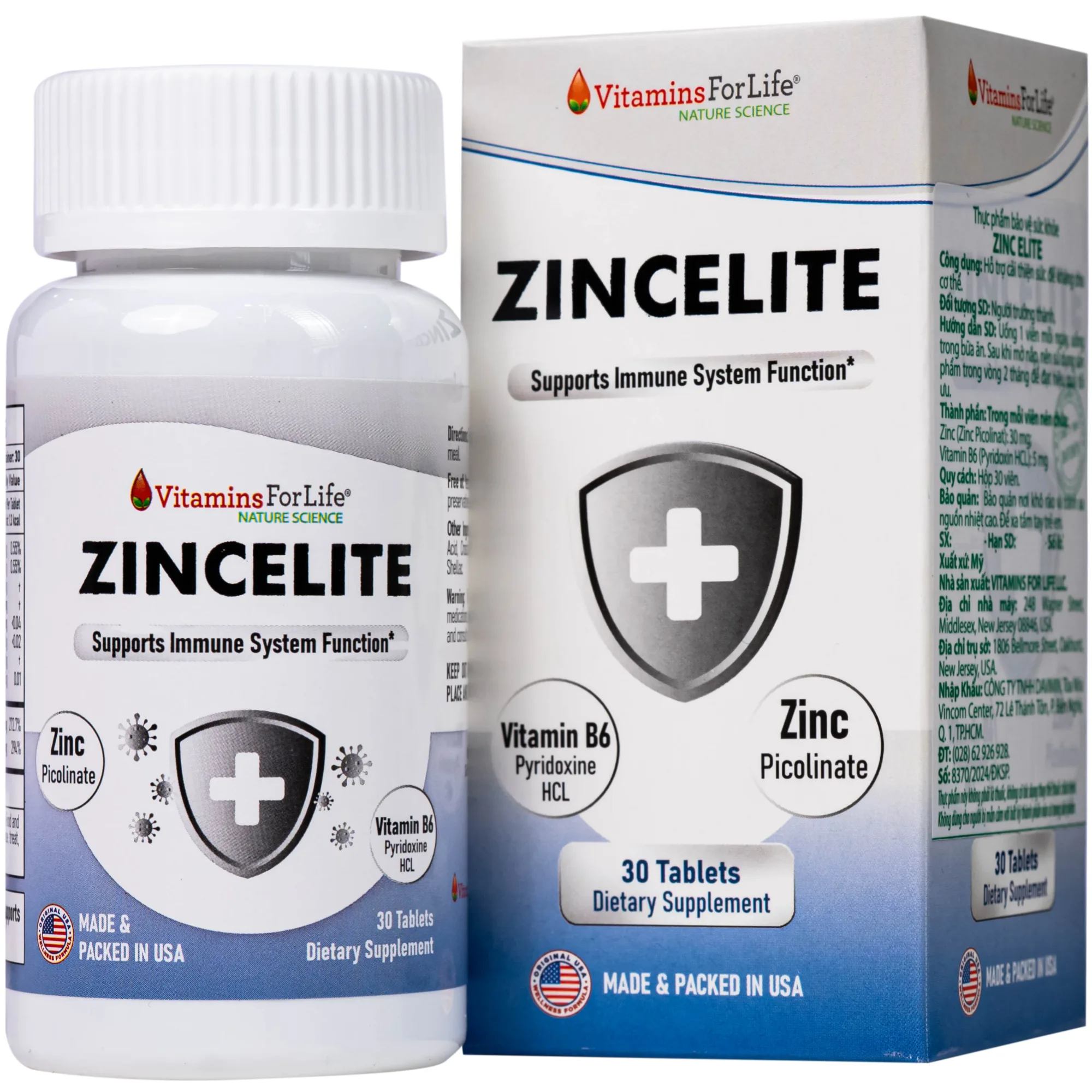 Hình ảnh Viên uống hỗ trợ cải thiện sức đề kháng cho cơ thể ZINCELITE Vitamins For Life (Hộp 30 viên)