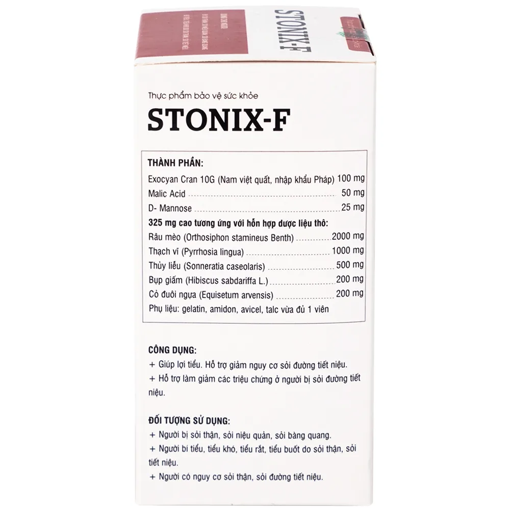 Hình ảnh Viên nang cứng Stonix-F Vesta lợi tiểu, giảm nguy cơ sỏi đường tiết niệu (30 viên)