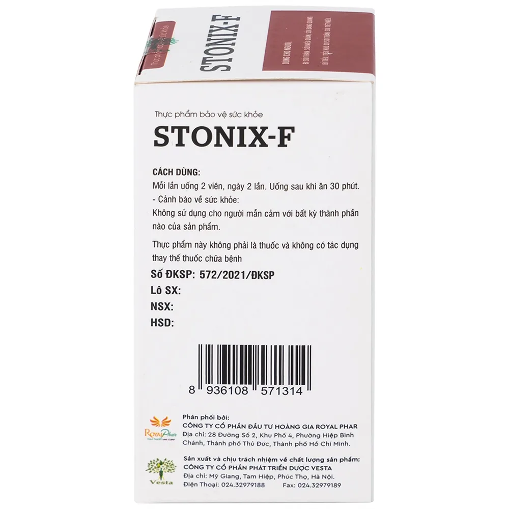 Hình ảnh Viên nang cứng Stonix-F Vesta lợi tiểu, giảm nguy cơ sỏi đường tiết niệu (30 viên)