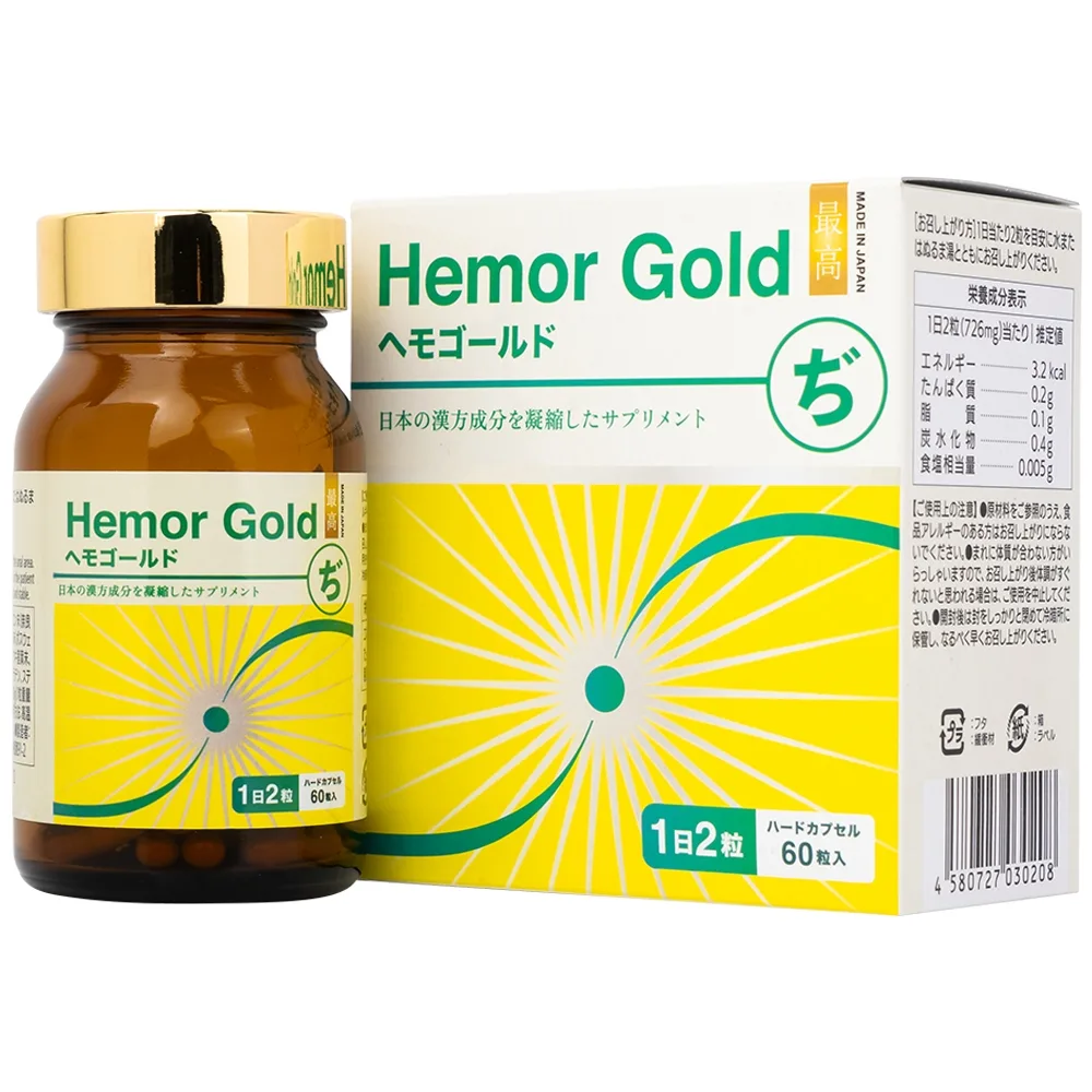 Hình ảnh Viên nang cứng Hemor Gold Jpanwell hỗ trợ tốt cho người bị trĩ (60 viên)