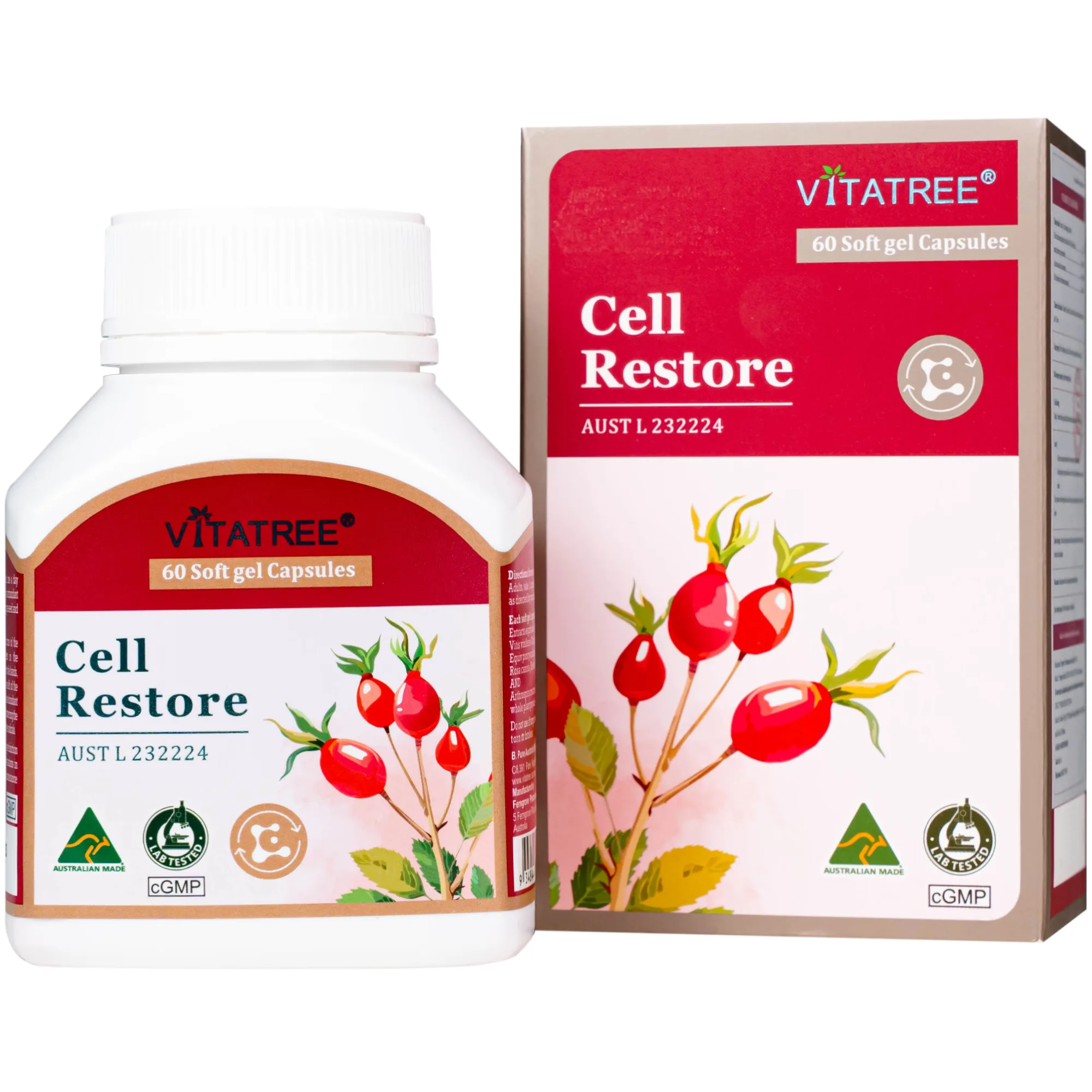 Hình ảnh Viên uống hỗ trợ chống oxy hoá, hỗ trợ duy trì sức khoẻ, tốt cho mắt Vitatree Cell Restore (Hộp 60 viên)