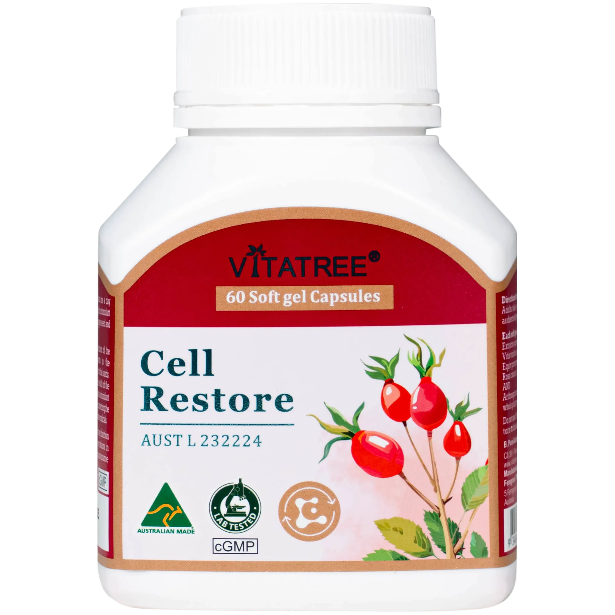 Hình ảnh Viên uống hỗ trợ chống oxy hoá, hỗ trợ duy trì sức khoẻ, tốt cho mắt Vitatree Cell Restore (Hộp 60 viên)