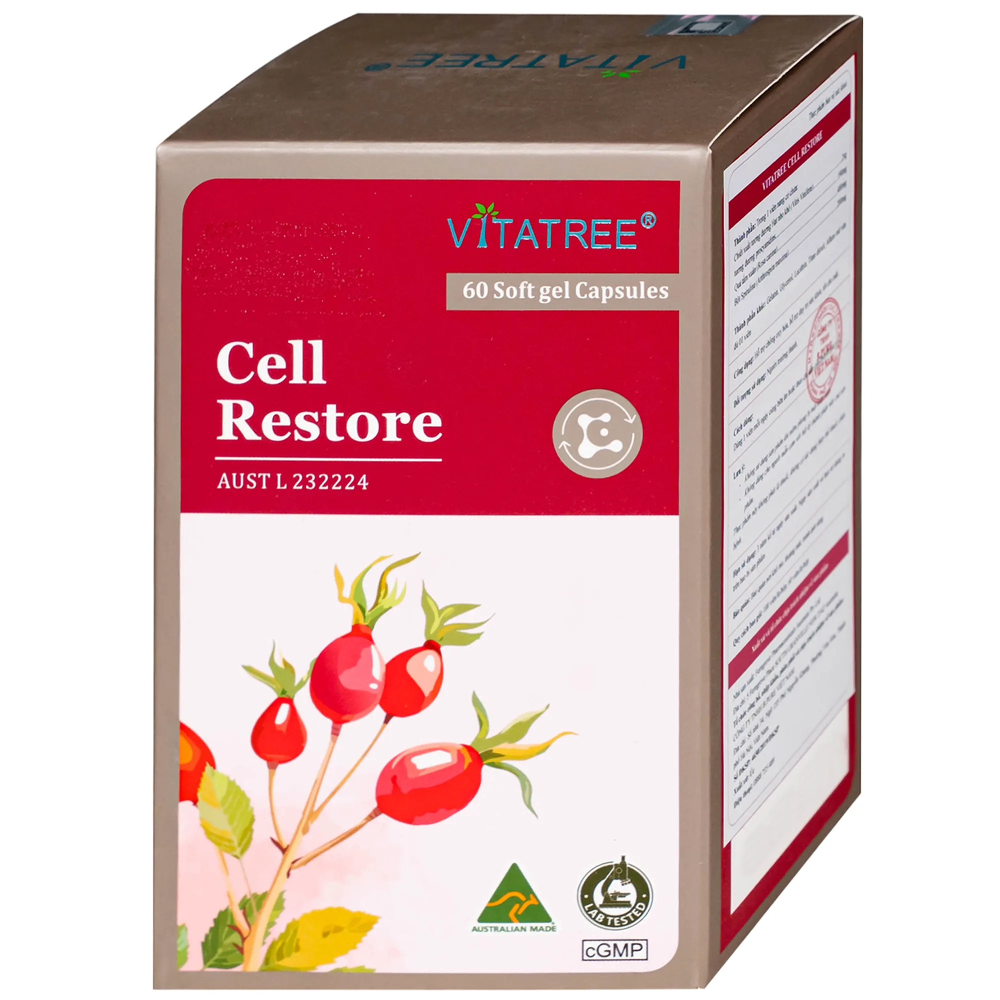 Hình ảnh Viên uống hỗ trợ chống oxy hoá, hỗ trợ duy trì sức khoẻ, tốt cho mắt Vitatree Cell Restore (Hộp 60 viên)