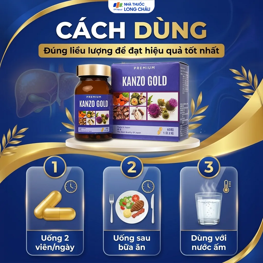 Hình ảnh Viên uống bổ gan hỗ trợ tăng cường chức năng gan Kanzo Gold (60 viên)