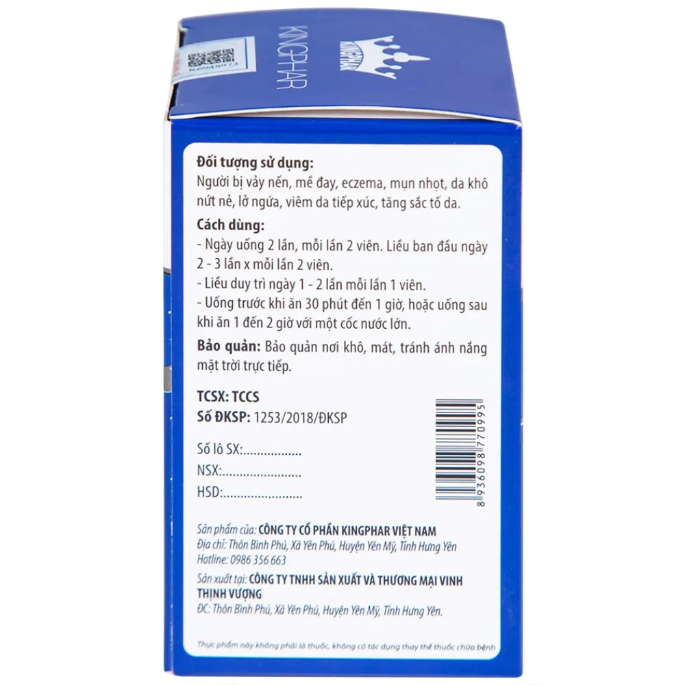 Hình ảnh Viên uống Khang Bảo Bì Kingphar hỗ trợ giảm chứng mày đay, Eczema, mụn nhọt (60 viên)