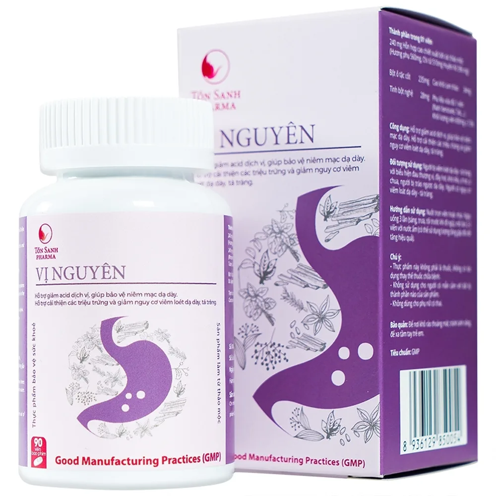 Hình ảnh Viên uống Vị Nguyên hỗ trợ giảm acid dịch vị, bảo vệ niêm mạc dạ dày (90 viên)